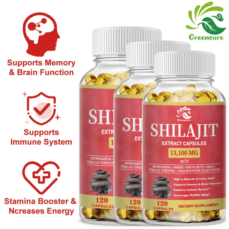 

Greensure Shllajit капсулы Аутентичные гималайские Shilajit с различными минералами для энергетики, производительности и иммунного здоровья