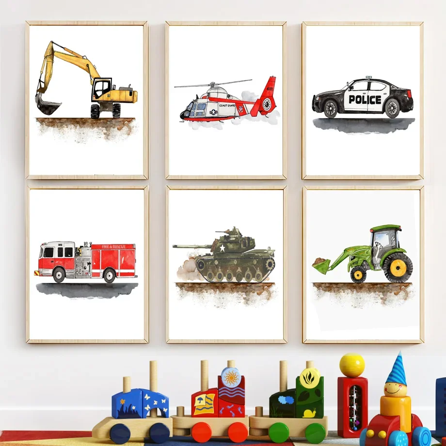 

Excavator Shovel Truck Construction Vehicle Wall Art Canvas Painting Nordic Posters And Prints Wall Pictures Boy Kids Room Decor