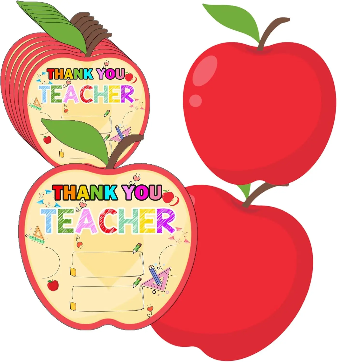 

20 шт. Держатели подарочных карт для учителей в форме яблока с 20 конвертами — 6-дюймовый держатель для денег, рукава для открыток с благодарностью