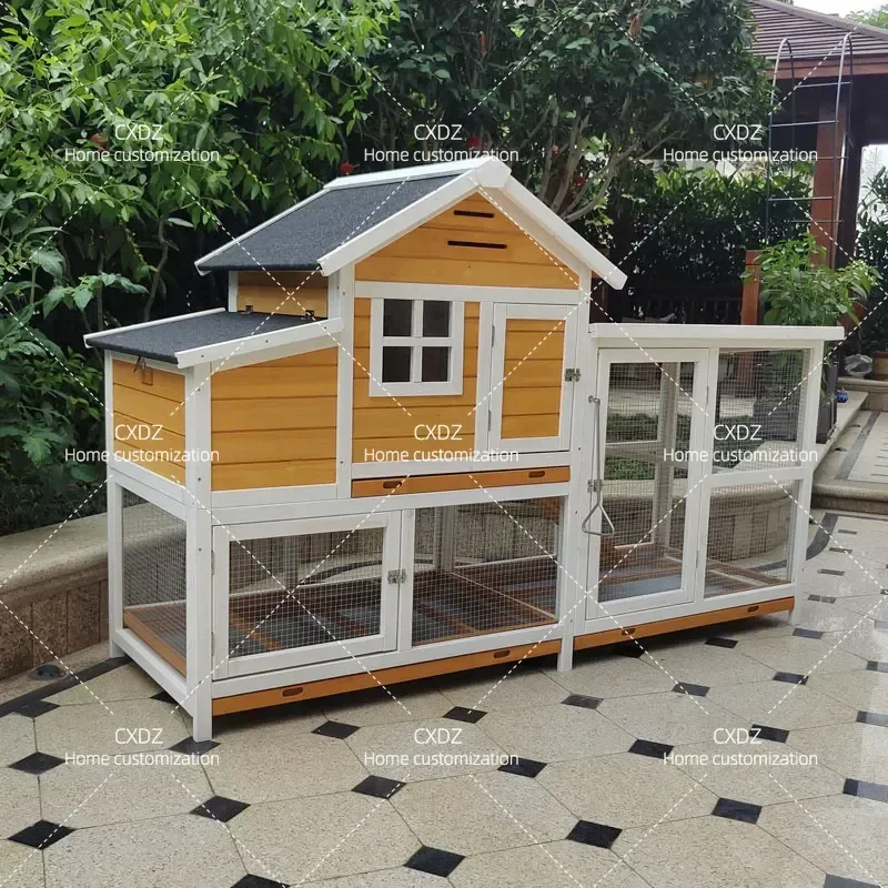 Large Outdoor Chicken Coop for Hens Pigeons Rabbits Cats Dogs Birds Sturdy Wooden Pet House Cage with Run Enclosure for