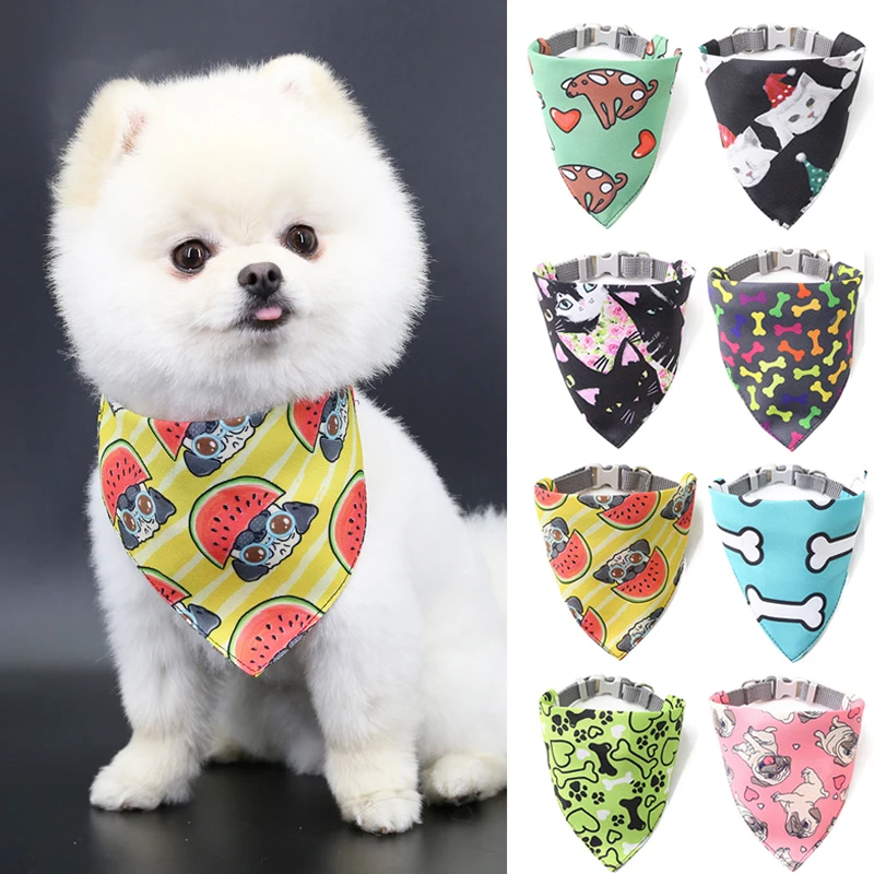 Cute Cat Saliva Towel Dog Triangle Bib Cute Bib Cat Dog Saliva Towel Puppy Bibs Washable Bandana Dogs Accessories Pet Dog Collar