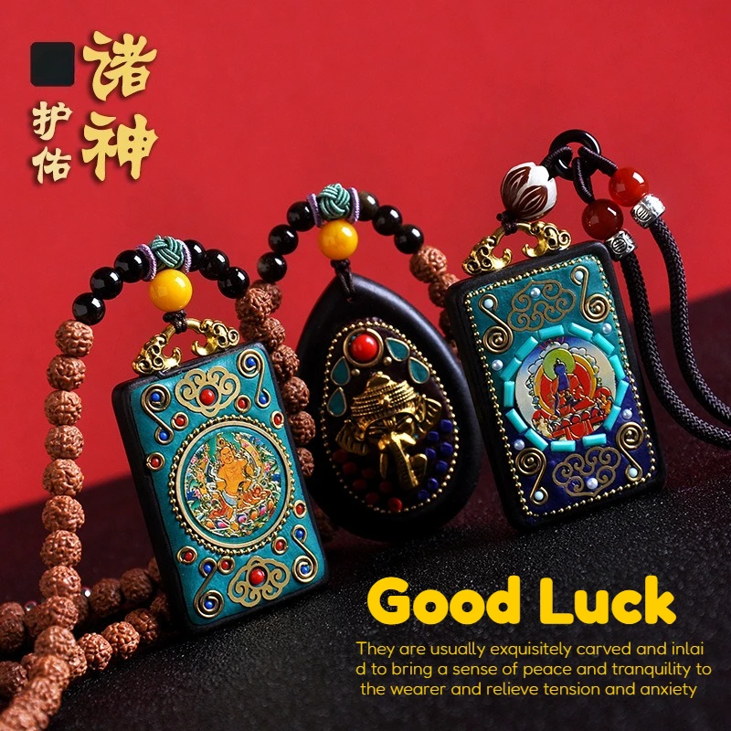 

Кулон Танка для мужчин и женщин Huang Caishen, слон, Бог, сандаловое дерево, знак Будды, ожерелье, цепочка для свитера, ювелирные украшения, амулет