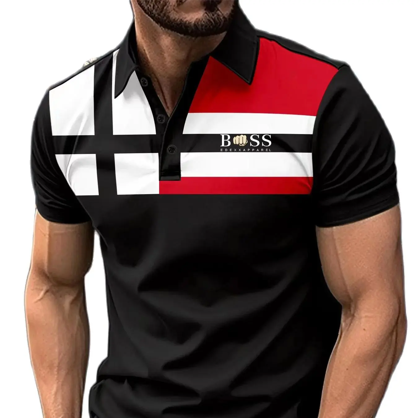 

Hot selling men's clothing, printed men's short sleeved T-shirts, summer men's polo shirts, casual polo shirts