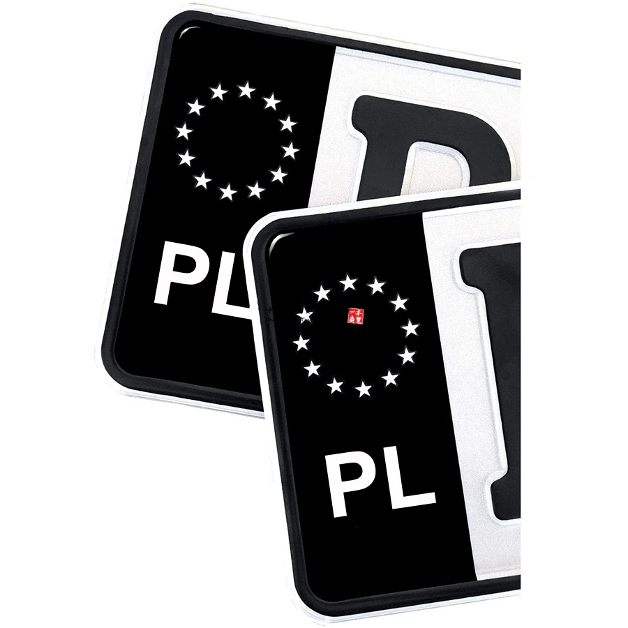 

2 X Number Plate Black Sticker PL CZ DK SK GR GE Field Film Black Car Trailer, Caravan Bus Fits All Standard Sized Poland Vinyl