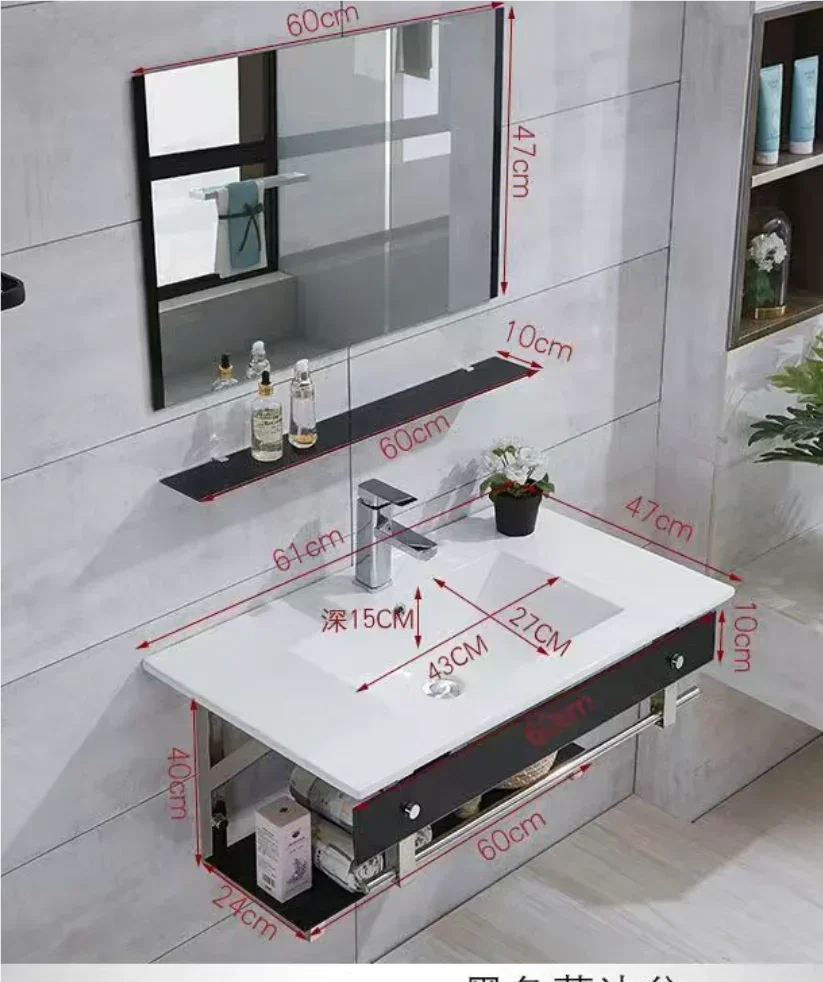 Lavabo integrado engrosado de cerámica montado en la pared del baño, lavabo simple para uso doméstico Hot sales