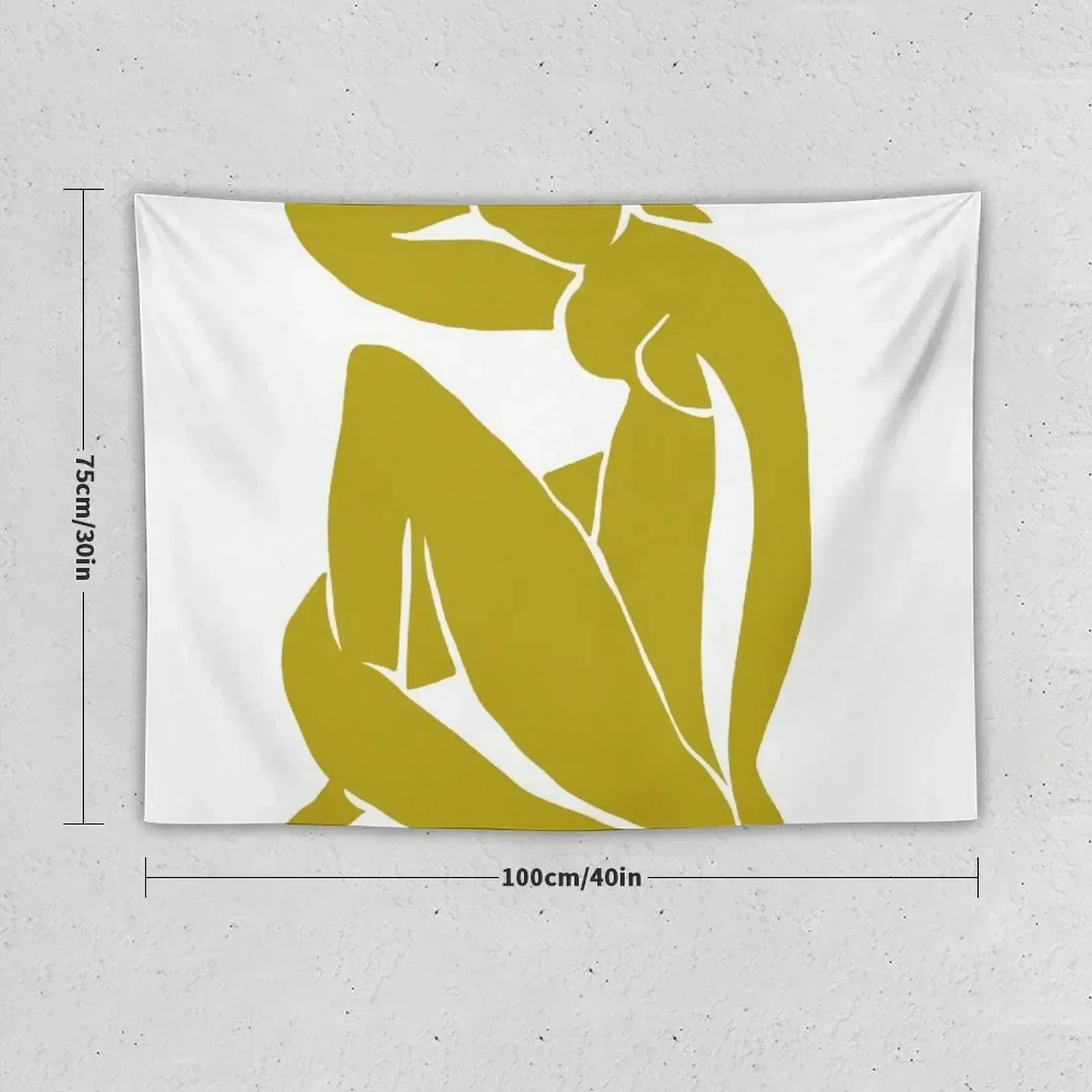 Matisse Cut Out Figure #2 Mustard Yellow Tapestry Decor For Bedroom Room Decor For Girls Bedroom Decor Aesthetic Tapestry