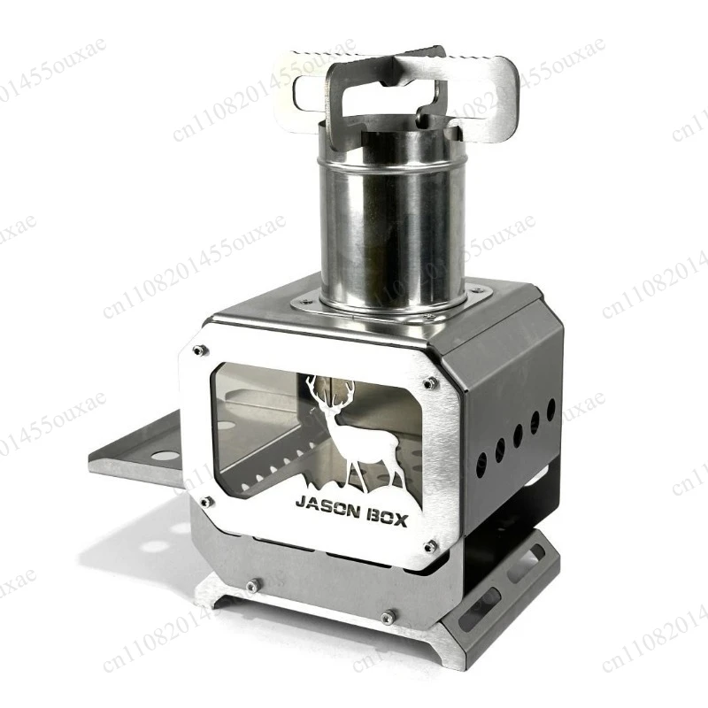 Outdoor fire window Desktop firewood stove Carbon stove Tent heating Wild camping Stainless steel folding mini oven