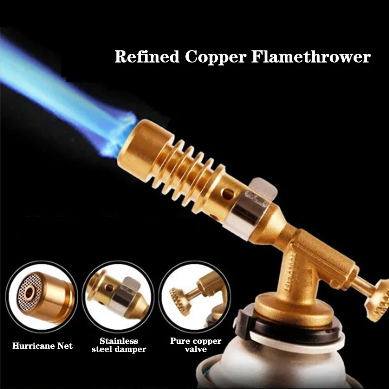 Brass Welding Gas Torch Flame Gun Butane Burner Outdoor Camping Heating Ignition Lighter Flamethrower Burner Welding Equipment