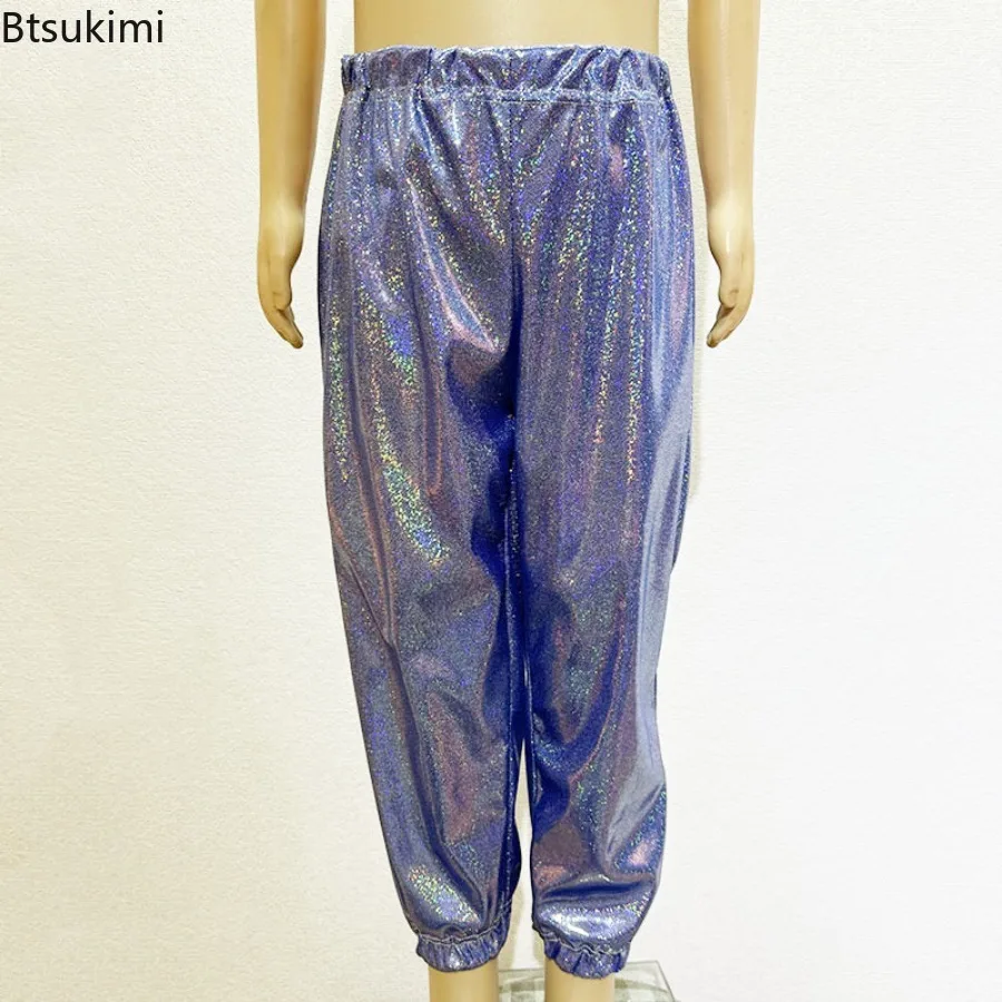 2026Kids Sequined Straight Leg Elastic Pants Glittering Loose Bound Feet Pants Sweet High Quality Pants Classic Fashion Trousers