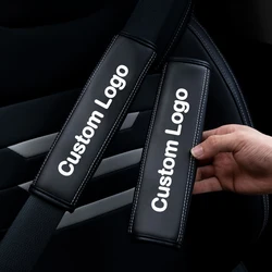 2Pcs Leather Car Safety Belt Shoulder Cover Pads for Custom Logo Auto Accessories