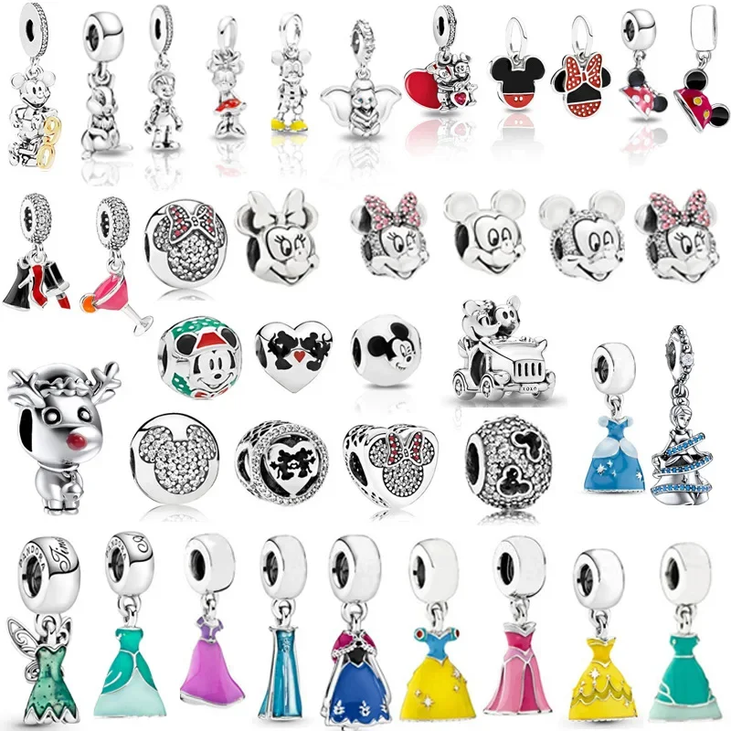 Disney-Charm-Anhänger aus 925er-Sterlingsilber mit Cartoon-Motiv, Winnie The Pooh, passend für Pandora-Armbänder, origineller Damenschmuck, Weihnachtsgeschenke