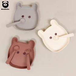 Modabebe-plato de alimentación para bebé, juego de platos de silicona para comedor, sólido, Animal bonito, vajilla de entrenamiento para niños pequeños