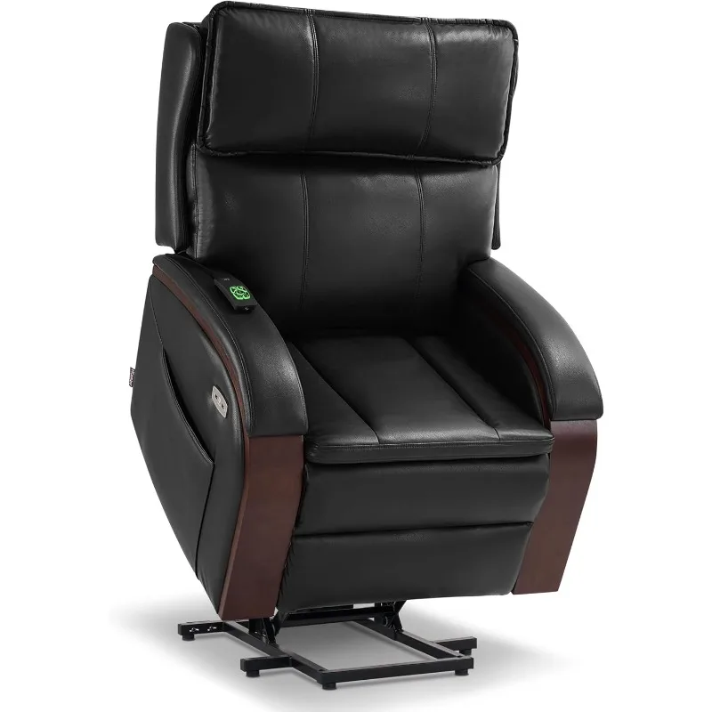 Power Lift Recliner Chair Sofa with Massage and Heat, Adjustable Headrest for Elderly People, Solid Wood Armrest, USB Ports