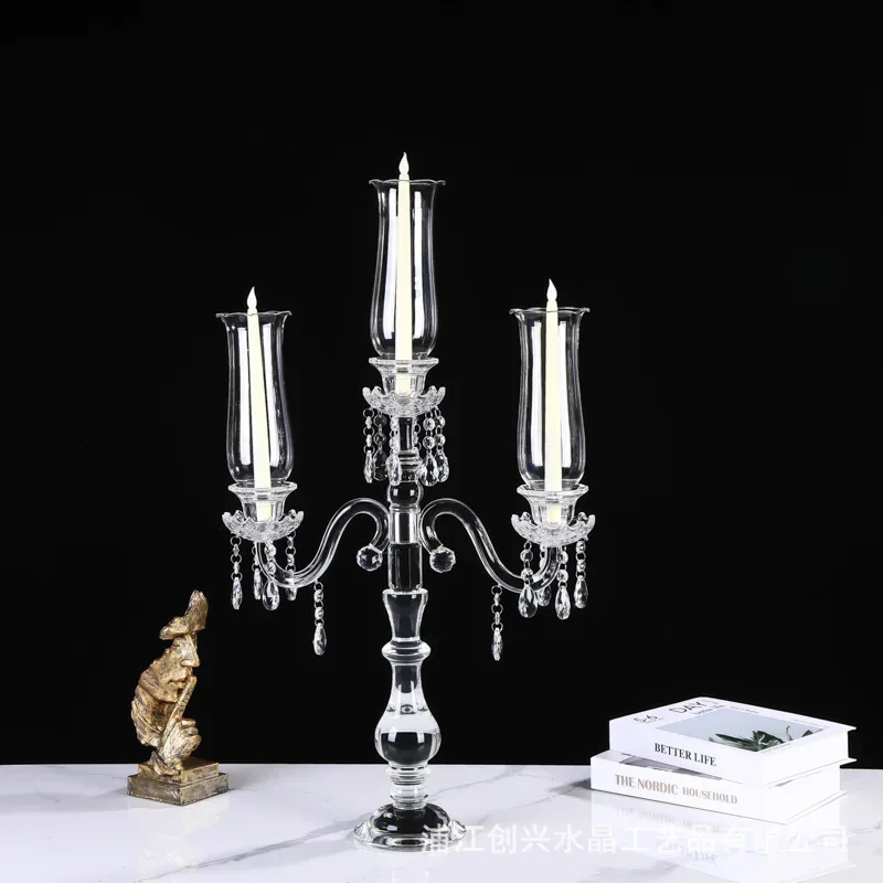 European crystal candlestick glass wedding candlestick household romantic candlelight dinner table lamp Nordic decoration