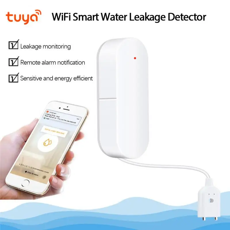 Tuya detektor air pintar WiFi/Zigbee, Alarm kebocoran air, Alarm Level air rumah tangga untuk kehidupan pintar Alexa Google rumah