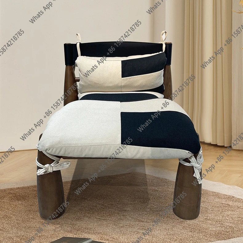 

Modern designer creative solid wood ash wood planet fabric recliner leisure living room single sofa negotiation chair