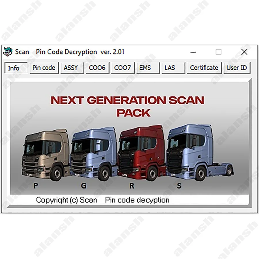 2023 for Scania Pin Code Decryption V2.01 4.01 5.02 ASSY EMS LAS COO6 COO7 + Nitro Obd Adapter