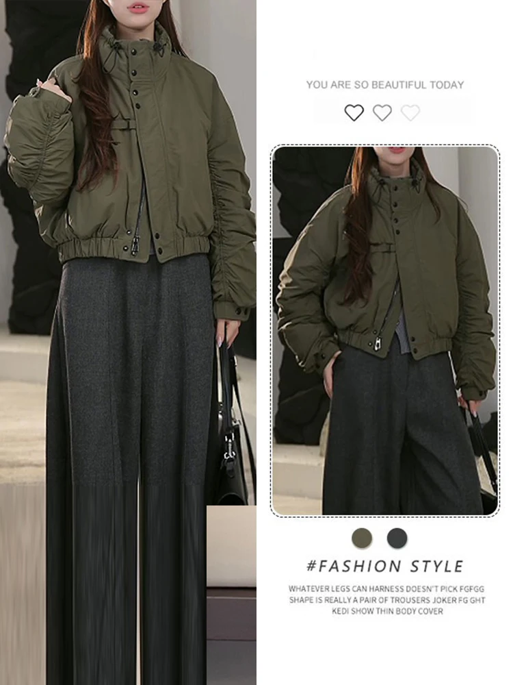 

Faionable Thiened Cotton Workwear ort Jaet Women's Winter New Design Versatile Stand Collar Cotton Clothes