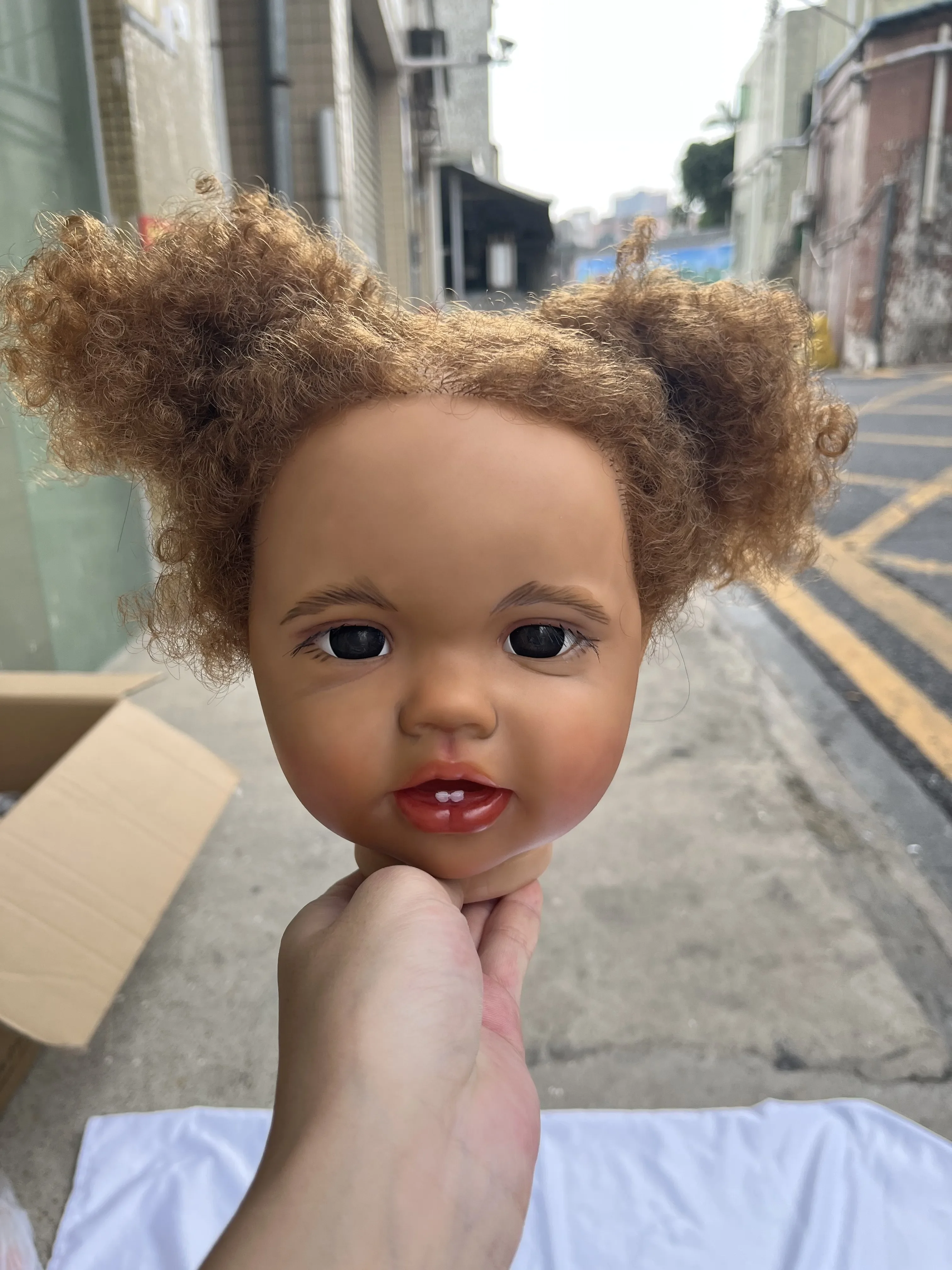 Offering Customzable 24inch Reborn Baby Lottie  Dark Skin Painted Kit DIY Part With one extra cloth body Real Photos