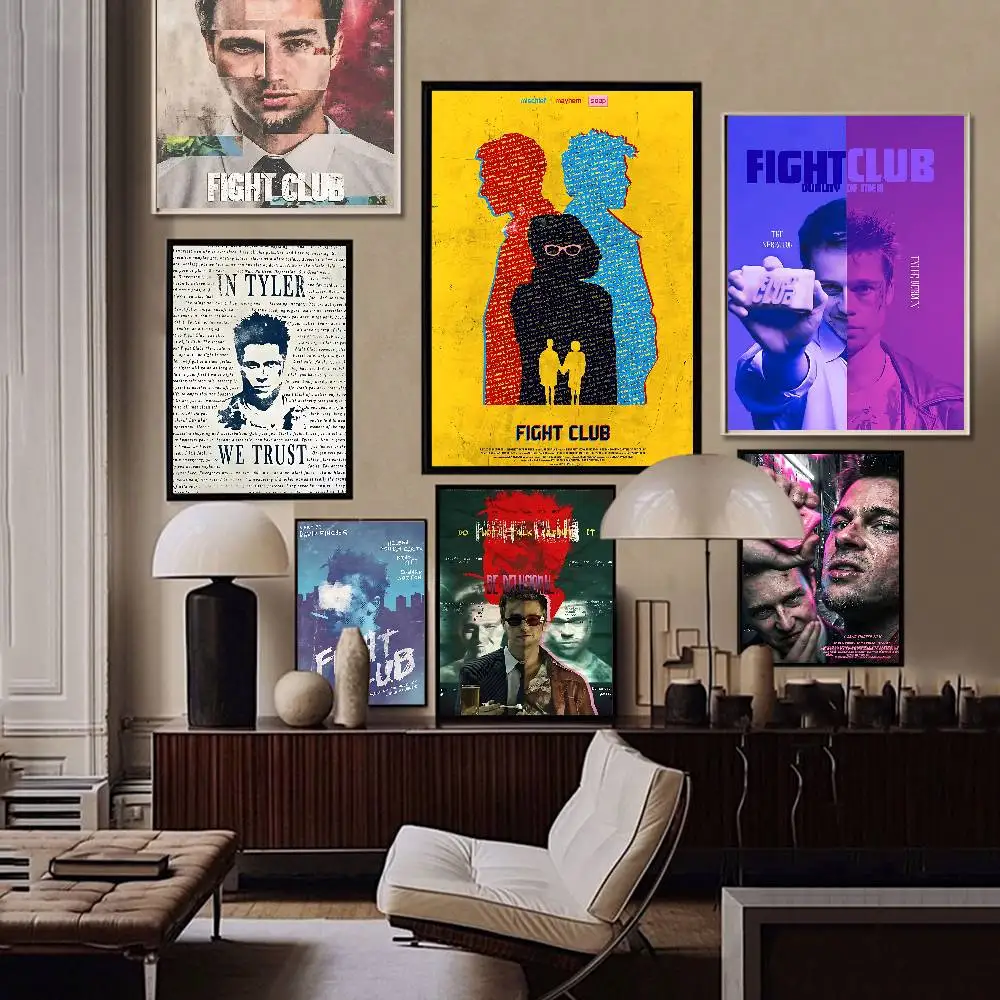 F-Fight Club Self-adhesive Art Poster Whitepaper Prints Posters Artwork Aesthetic Art Wall Painting