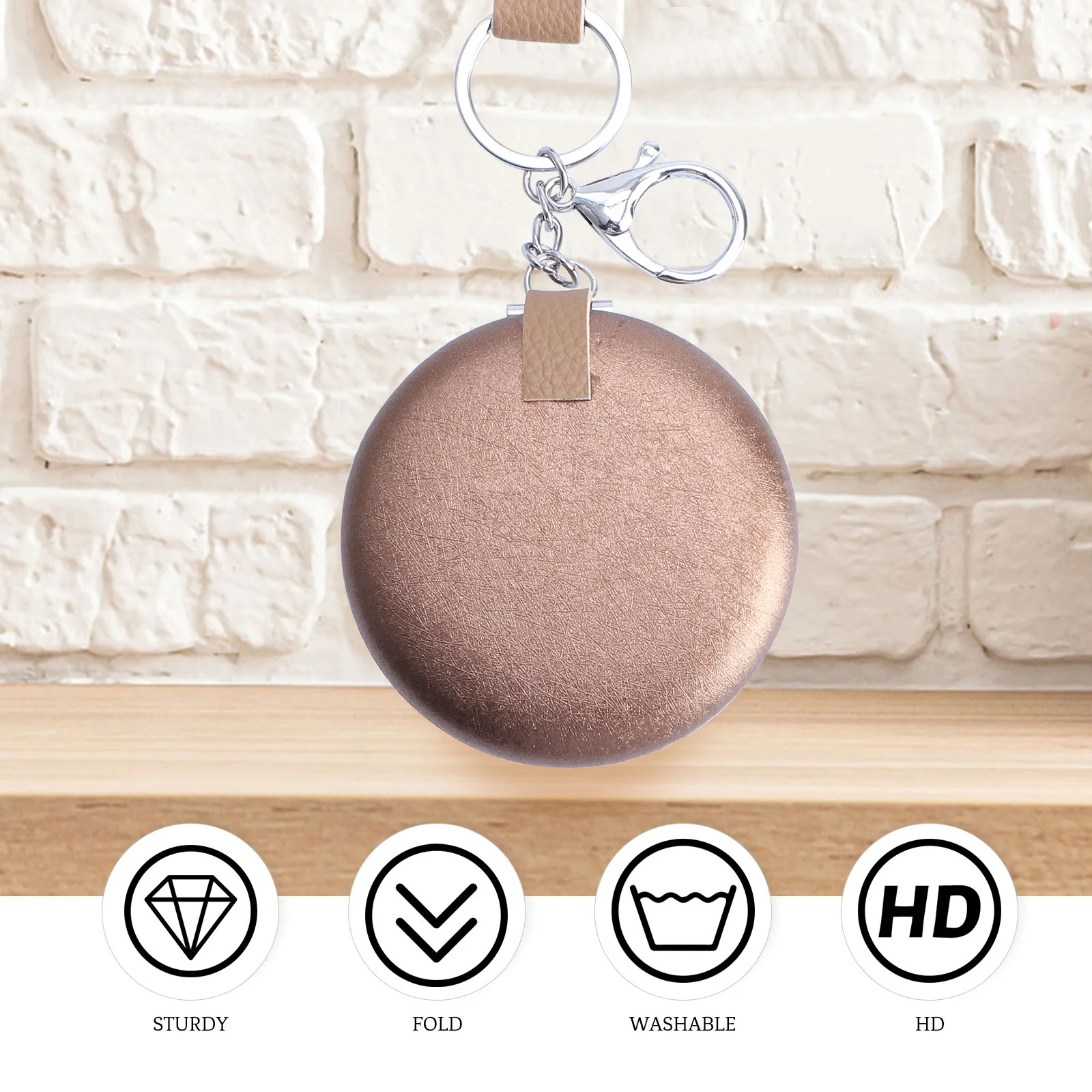 

1Pcs Portable Mini Makeup Mirror Keychain Pendant Folding Double-Side Compact Mirror Pocket Vanity Accessory