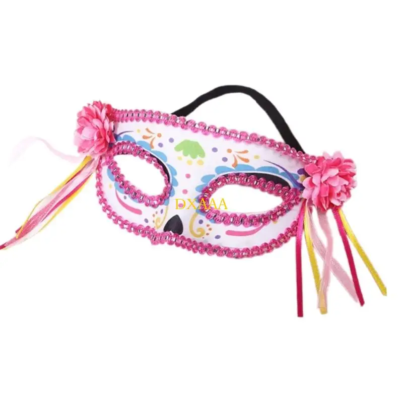 DXAA Halloween Party Mask Gedetailleerd bloemenpatroon vakmanschap voor vrouwen en meisjes