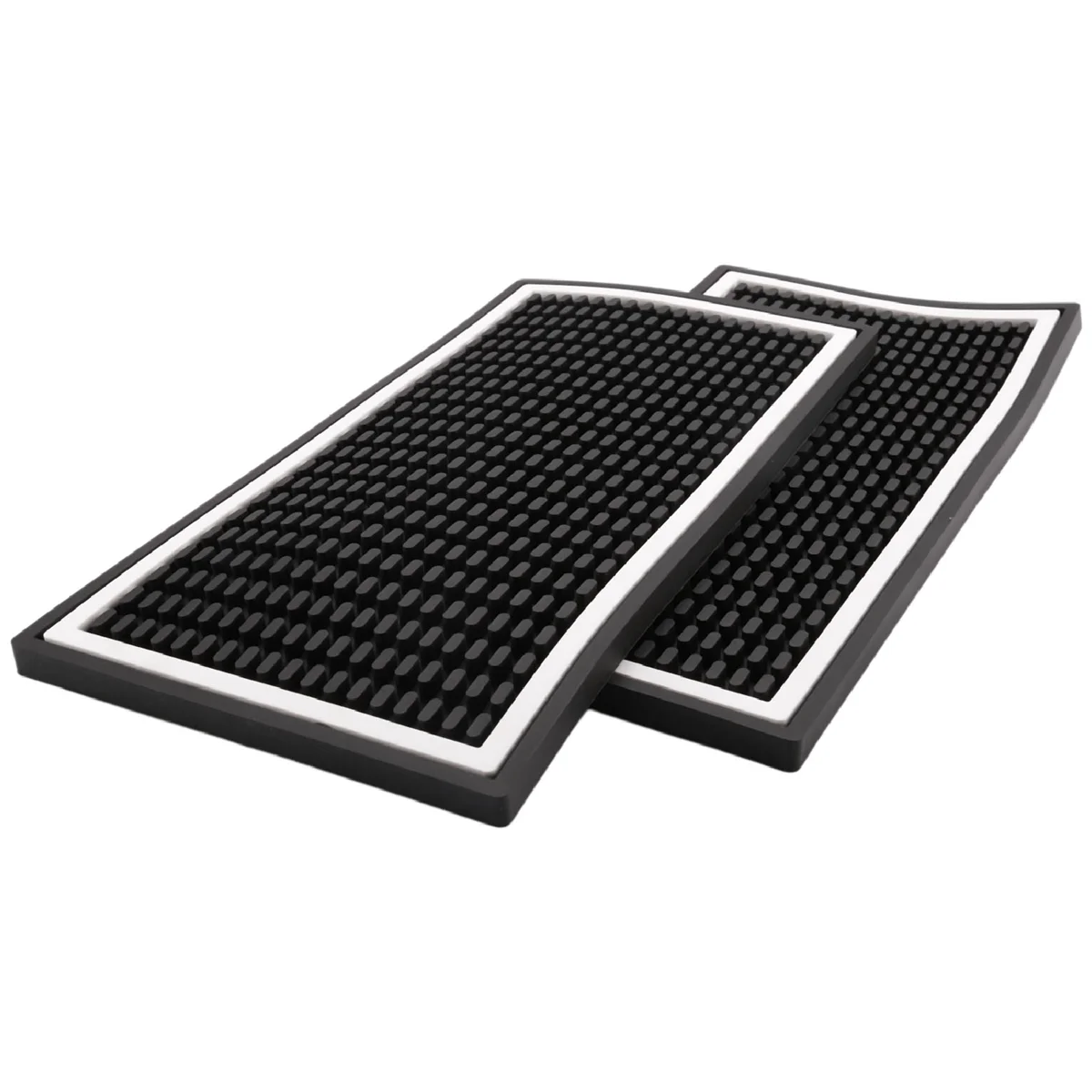 2 Pack Bar Mat, 12X6X0.4 Inch Thicken Rubber Bar Service Mat, Heavy Duty Anti-Slip Countertop Drink Spill Mats