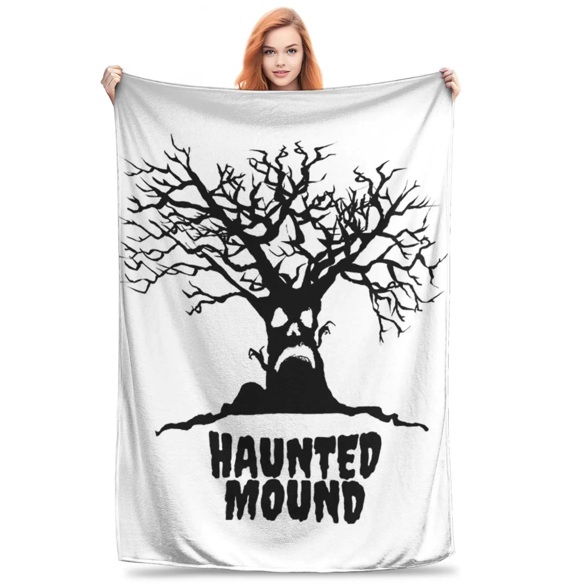 Flannel Throw Blanket Haunted Mound Sematary Ghost Mountain Warm Plush Blankets Soft Bedspread for Bed Living room Travel Sofa