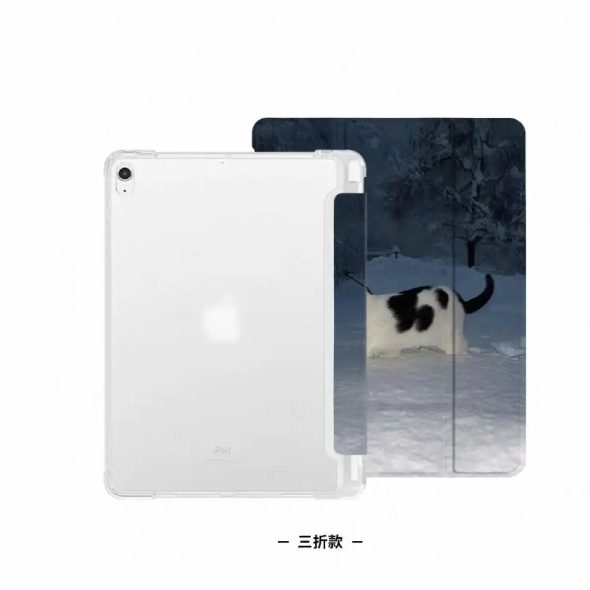 Light Thin Snow Black White Cat Tri-fold Cover For iPad Pro 13 11th M5 M4 12.9 A16 10 8 7 9th 10th Air 11 M2 M3 Mini Tablet Case