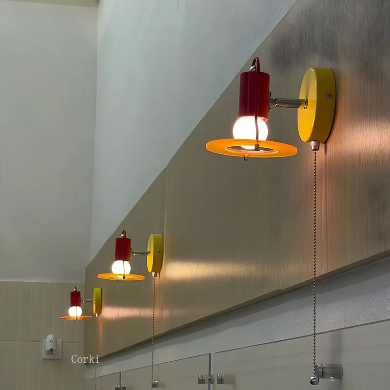 Memphis vintage ins colored Wall Lamps children's room playful bedroom bedside Wall Lights study eye protection decor Fixtures