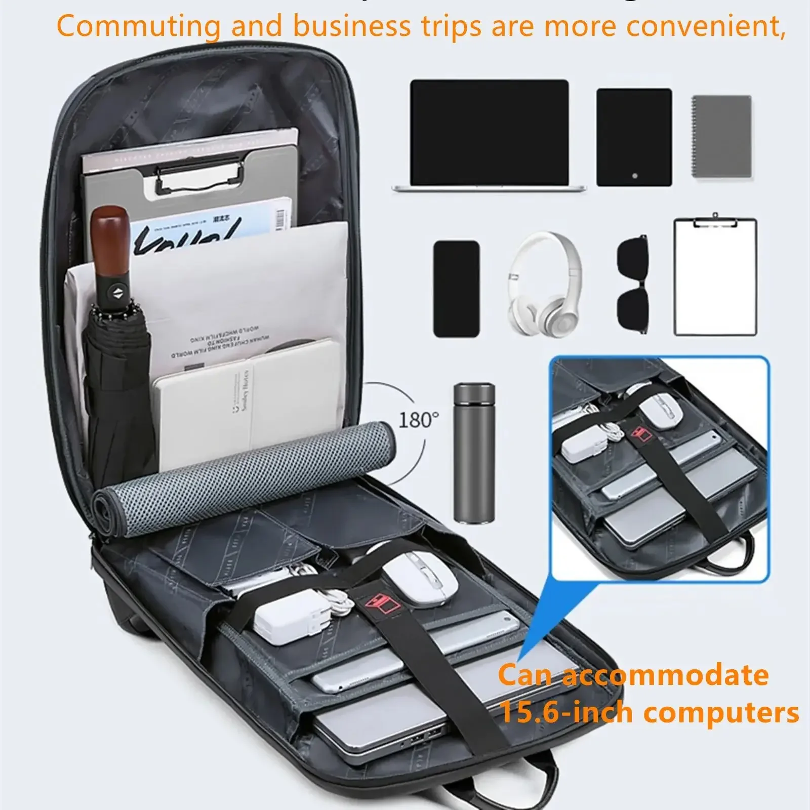 حقيبة ظهر للكمبيوتر المحمول مقاس 15.6 بوصة مقاومة للماء للرجال، حقائب سفر، حقيبة مدرسية واسعة، حقيبة يد للتنقل، حزمة عمل، حقيبة ظهر مدرسية
