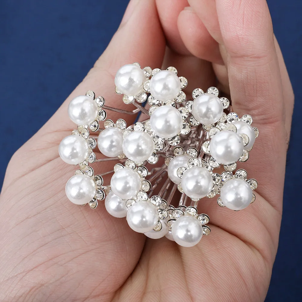 20pcs Pearl U-shaped Hairpins Elegant Wedding Bridal Simulated Pearl Flower Hair Accessories Women Disc Hair Pin Hairstyle Tools image 3