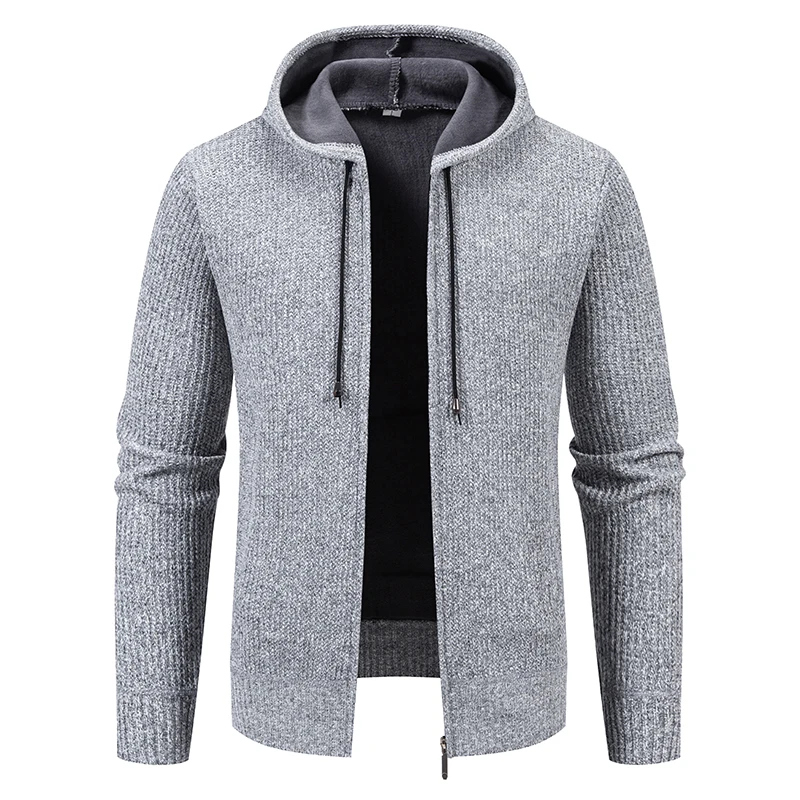 2026 Autumn And Winter Men's Fashion Trend Casual Sweater Hat Jacket Men High Quality Solid Color knitted Jacket size M-4XL