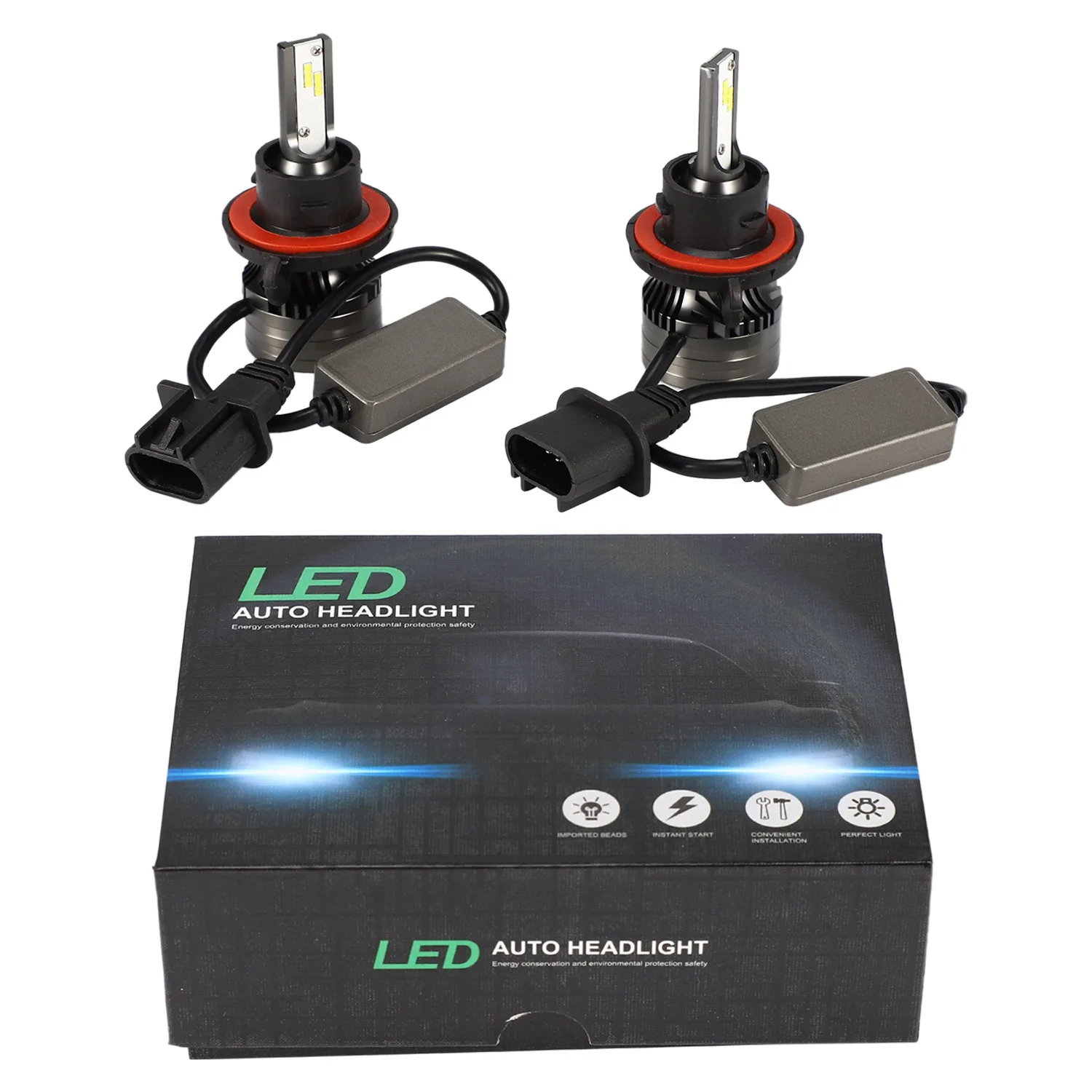 

H13/9008 Car LED Headlight Bulbs Replace Kit, M2C Series Led Hi/Lo Beam with Fan Csp Chip Canbus Ready Ip67 12000LM 6000K