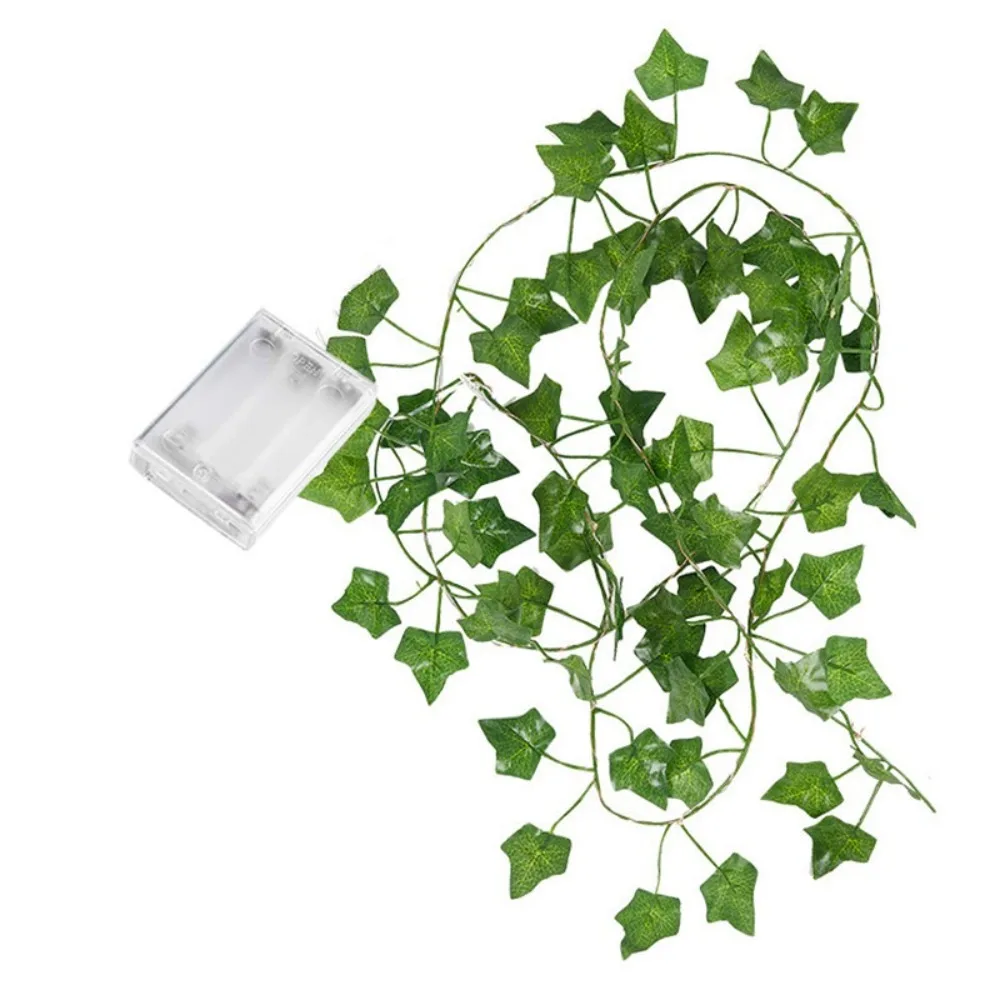 2/5/10M Silk Leaves Fake Creeper Green Leaf Ivy Vine LED String Lights for Home Wedding Hanging Garland Artificial Plants Decor - view 5