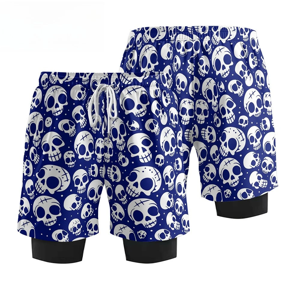 جديد 2 في 1 الرجال اللياقة البدنية تشغيل السراويل الرياضة في الهواء الطلق التجفيف السريع دراجة السراويل اصطف شورتات للبحر عادية تصفح السباحة