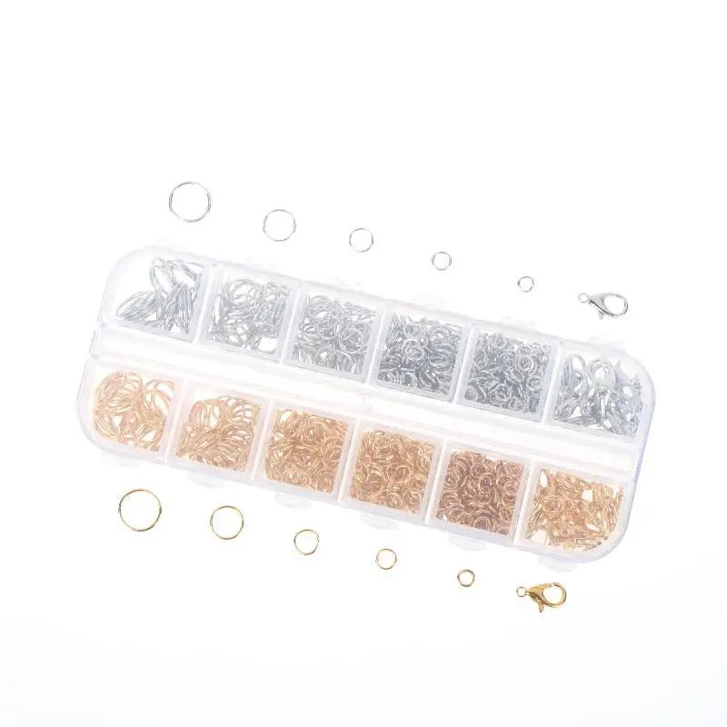 930 Stück/Box Schmuckzubehör-Set mit offenen Verbindungsringen, Karabinerverschlüssen, Haken, Zangen und Pinzetten für die Herstellung von DIY-Armbändern und Halsketten. – Detail 5