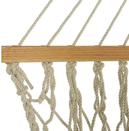 Original 13DCOT Large Oatmeal Rope Hammock with Free Extension Chains & Tree Hooks