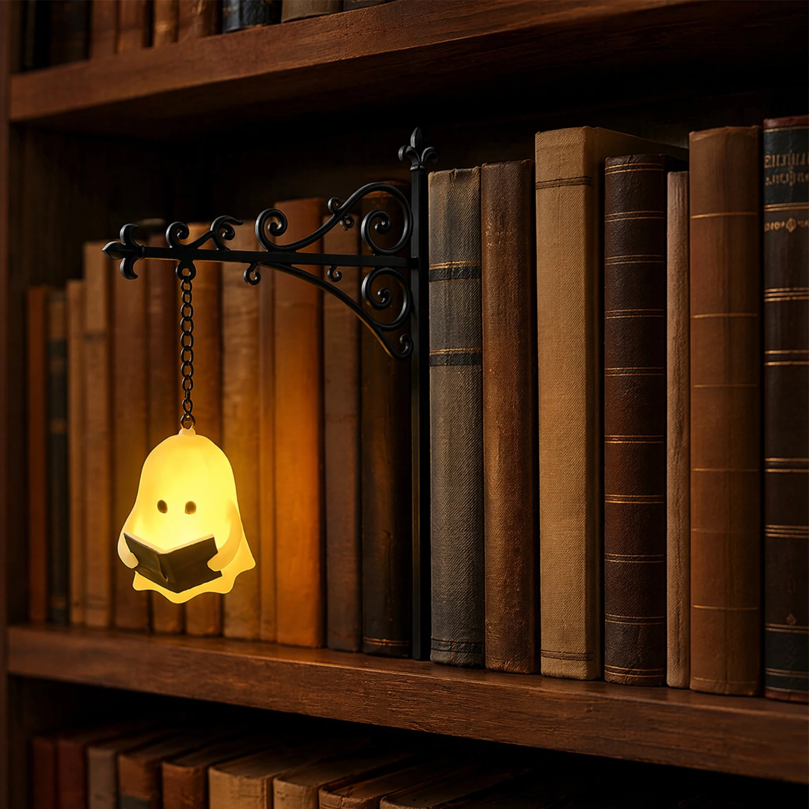 Halloween Decorative Hanging Bookend Lamp Bookshelf Lighting LED Night Light for Halloween Haunted House Study Room Decor Prop