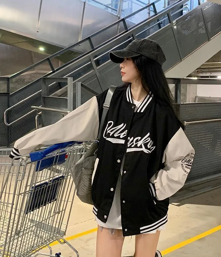 

Бейсбольные куртки для девочек, спортивные женские осенние уличные куртки-бомберы, элегантные флисовые куртки с бисером, подходят для Kpop, повседневные, рваные, в стиле ретро