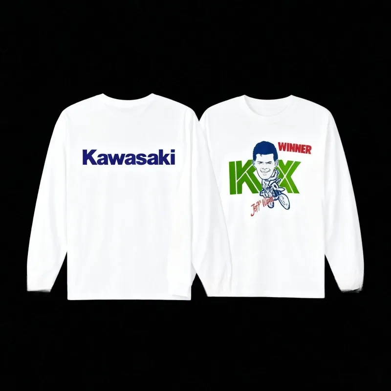 

Kawasaki Motorcycle Retro Champion Commemorative 3D Print Long Sleeve – Motorcycle Enthusiast Collector's Edition, Trendy Outfit
