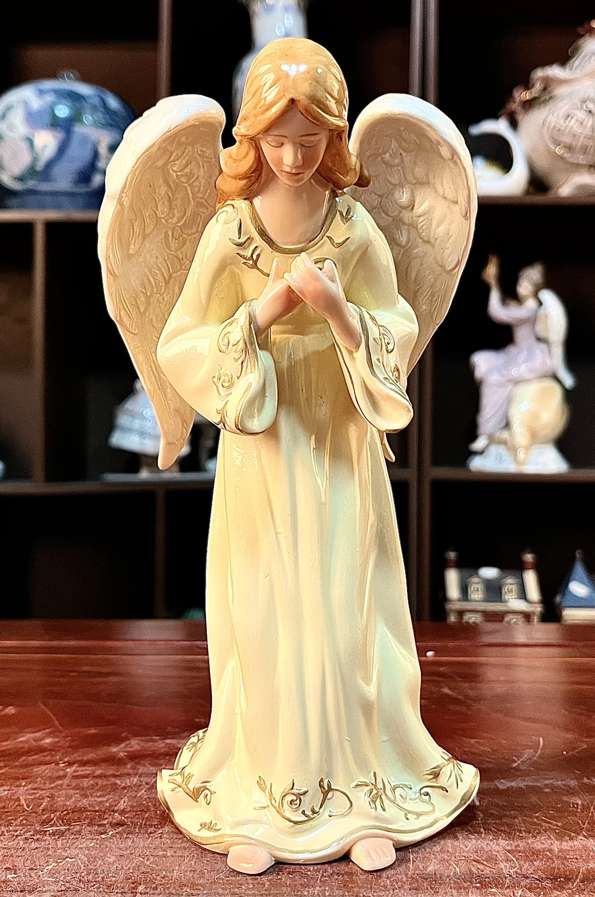 

Art Collection Hand-painted Ceramic Crafts Angel Figurines Porcelain Angel Statue New Born Baby Gift Home Room Decoration