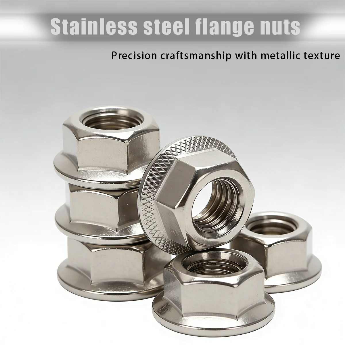 100-Piece Set of M3-M10 Stainless Steel Flange Nuts, Grade 8.8/10.9/Hexagonal Serrated Locknuts, Heavy-Duty Flange Locknut Set.