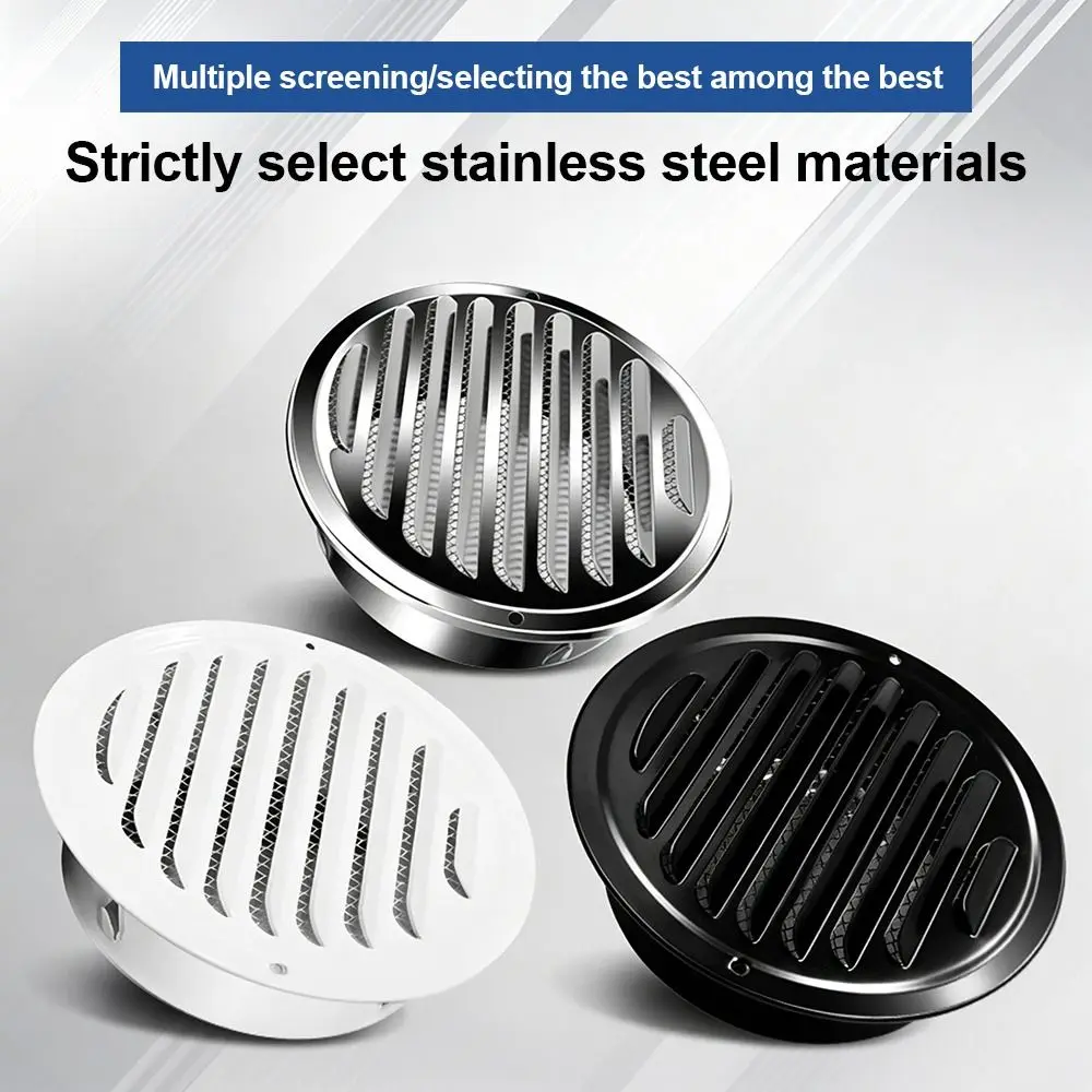 Durable Stainless Steel Air Ventilation Cover Round Built-in Mesh Wall Vent Cover Easy To Install Air Vent Grille Exterior Wall