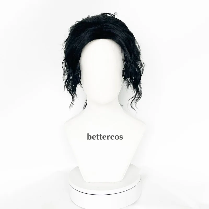 High Quality Michael Jackson Cosplay Wig Black Medium Curly Heat Resistant Synthetic Hair Party Halloween Anime Role Play Wigs