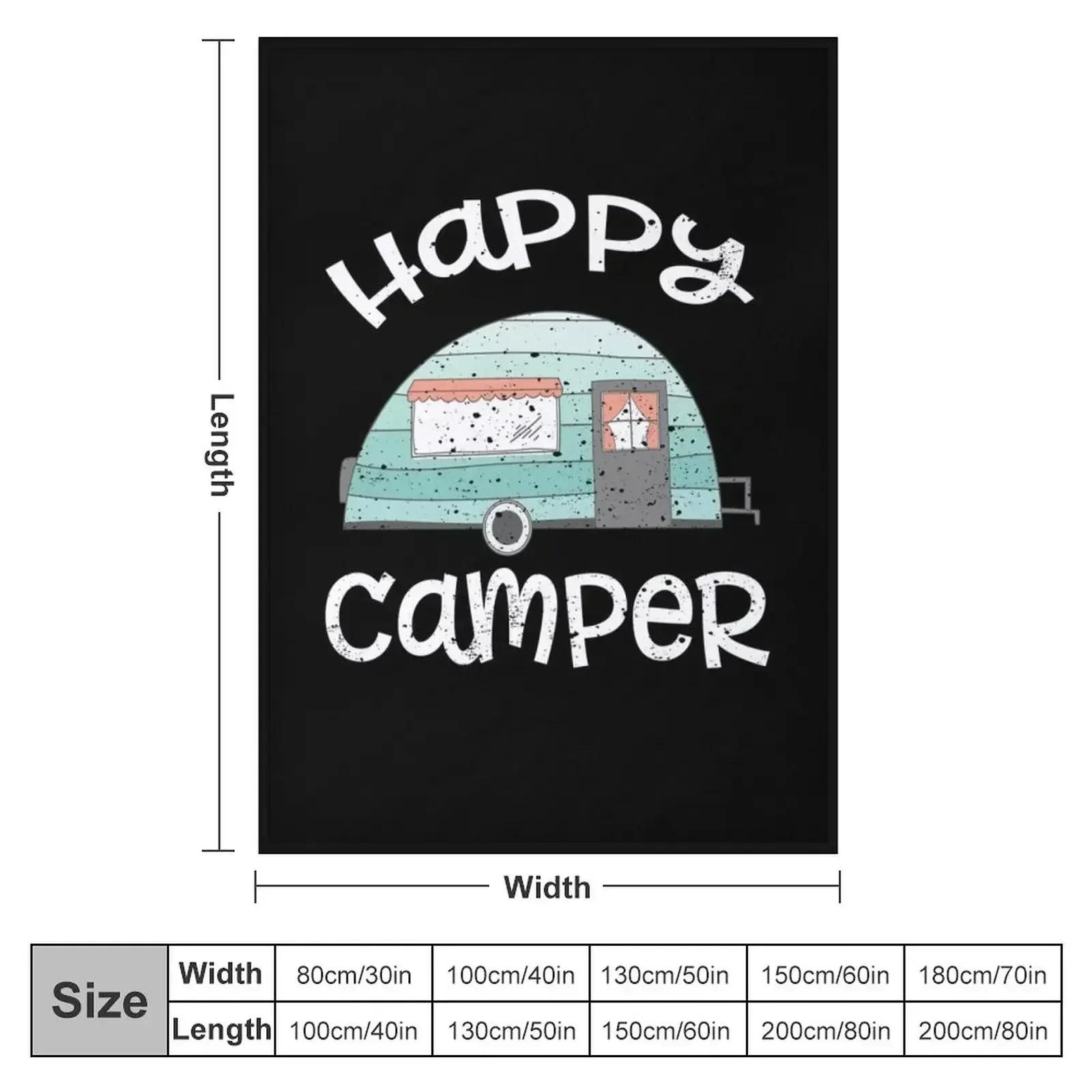 Happy Camper Retro Trailer RV Caravan Camping Throw Blanket Blankets For Bed Personalized Gift Comforter Quilt Blankets