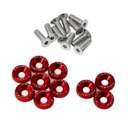 10 PCS M6 Car Modified Fasteners Fender Washer Bumper Engine Concave Screws Fender Washer License Plate Bolts Car Styling Gasket