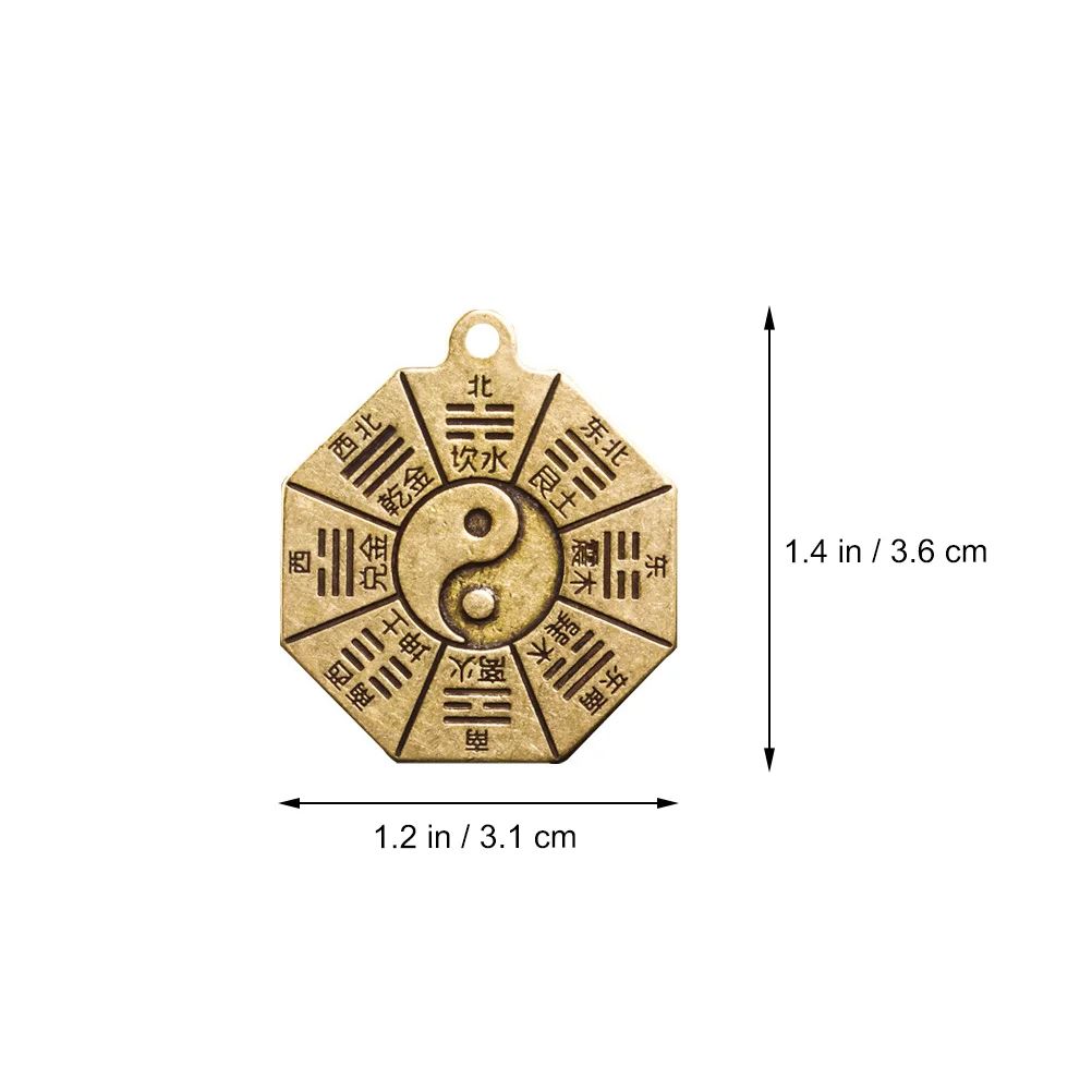 

6PCS Eight Diagram Keychain Pendant Pure Copper Feng Shui Charm Gossip Array Decor Retro Creative Shape Manual Grinding Travel