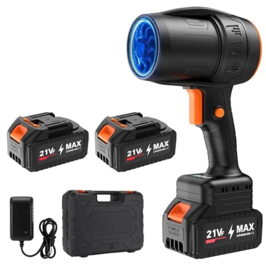 

Mini Small Handheld Cordless Leaf Blower with 2×4.0Ah Batteries and Charger Portable Electric Rechargeable Blower 500 000 RPM T