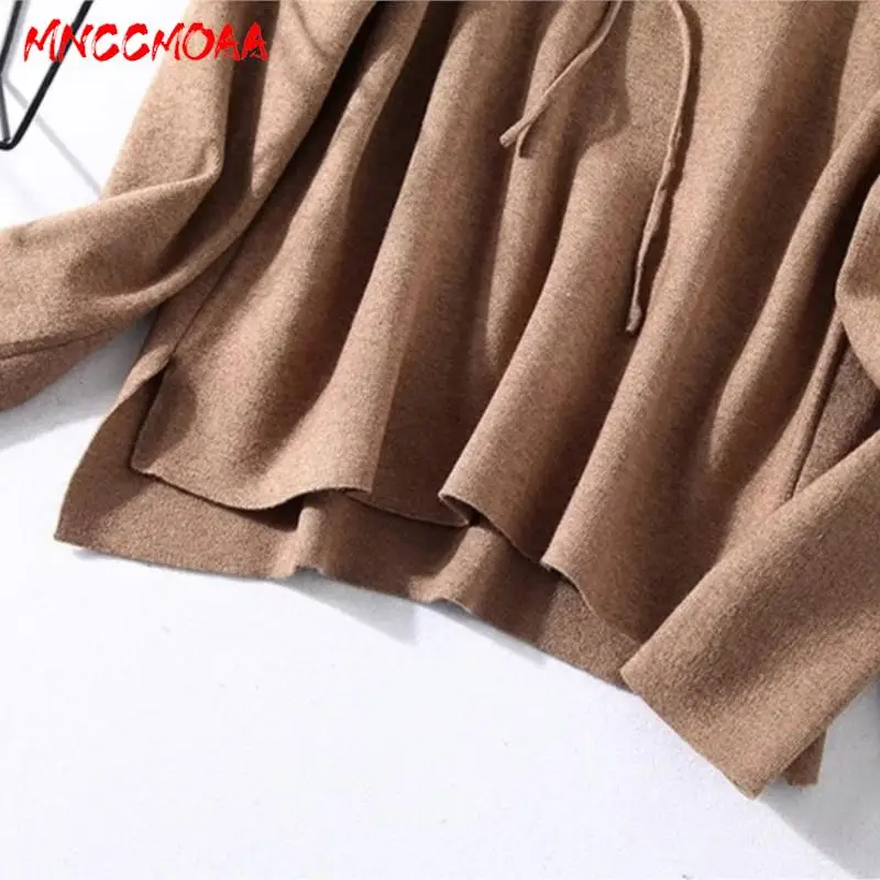 MNCCMOAA 2023 Autumn Winter Women Fashion Loose Long Sleeve Knitting Hoodie Female Solid Color Casual Straight Pants Sets